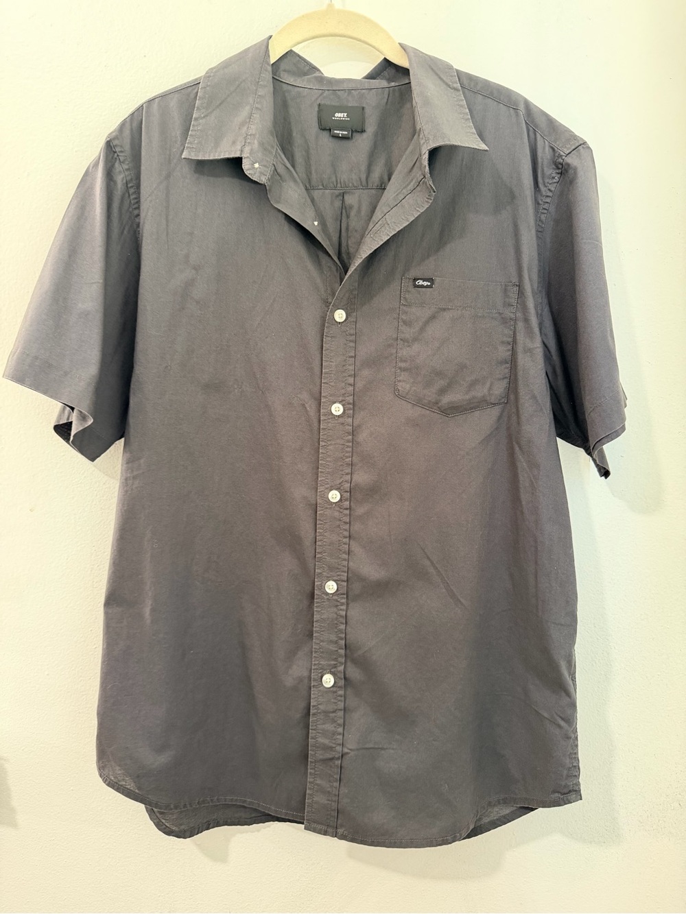 Obey Men's Short Sleeve Button-Down Shirt size L